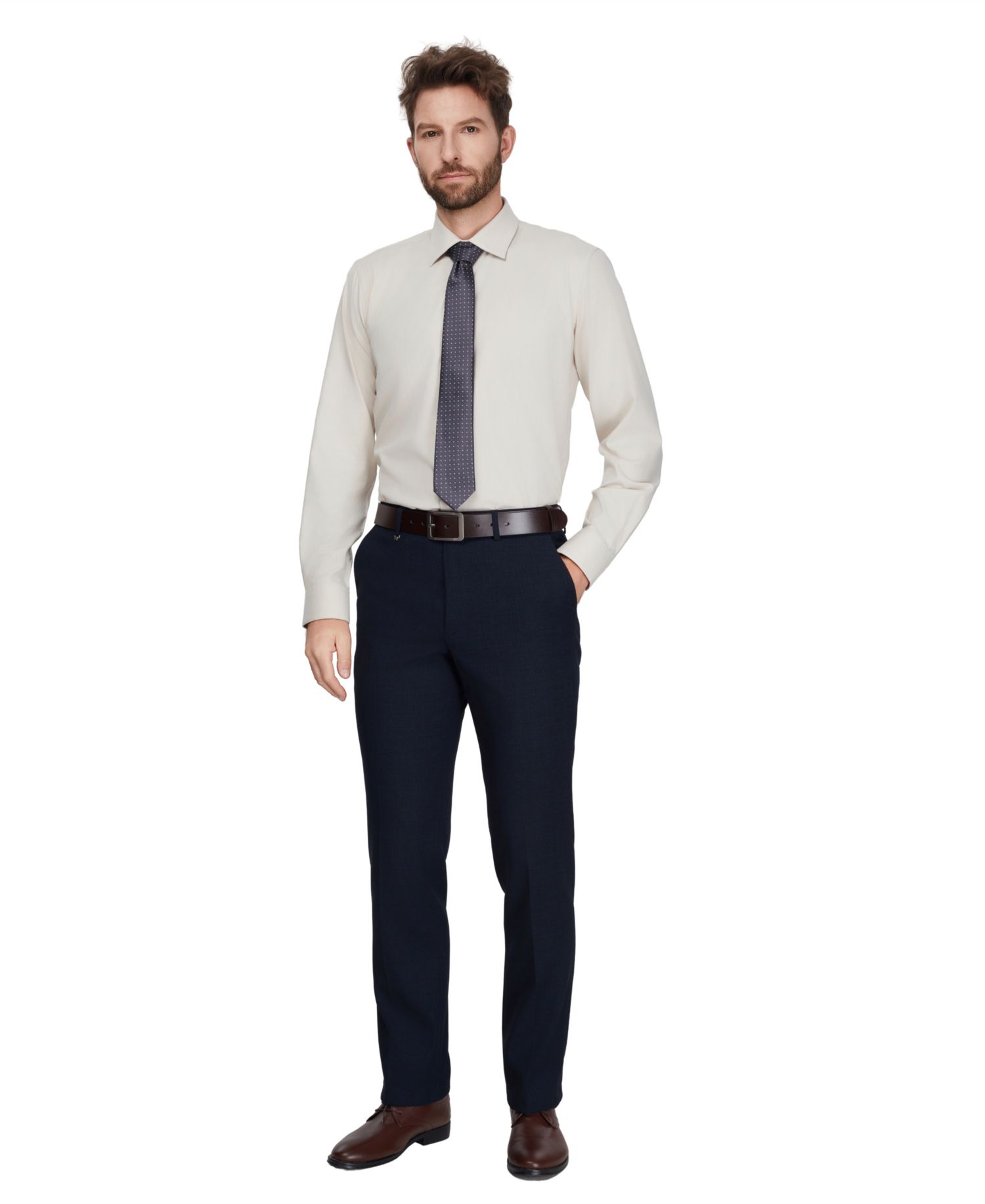 Men's Herringbone Long-Sleeve Dress Shirt
