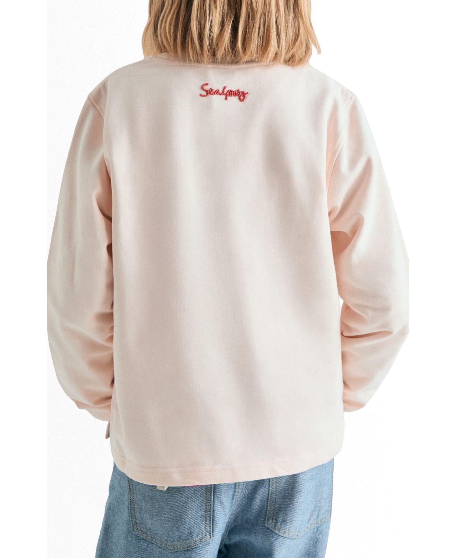 Big Girls embroidered sweatshirt with contrast