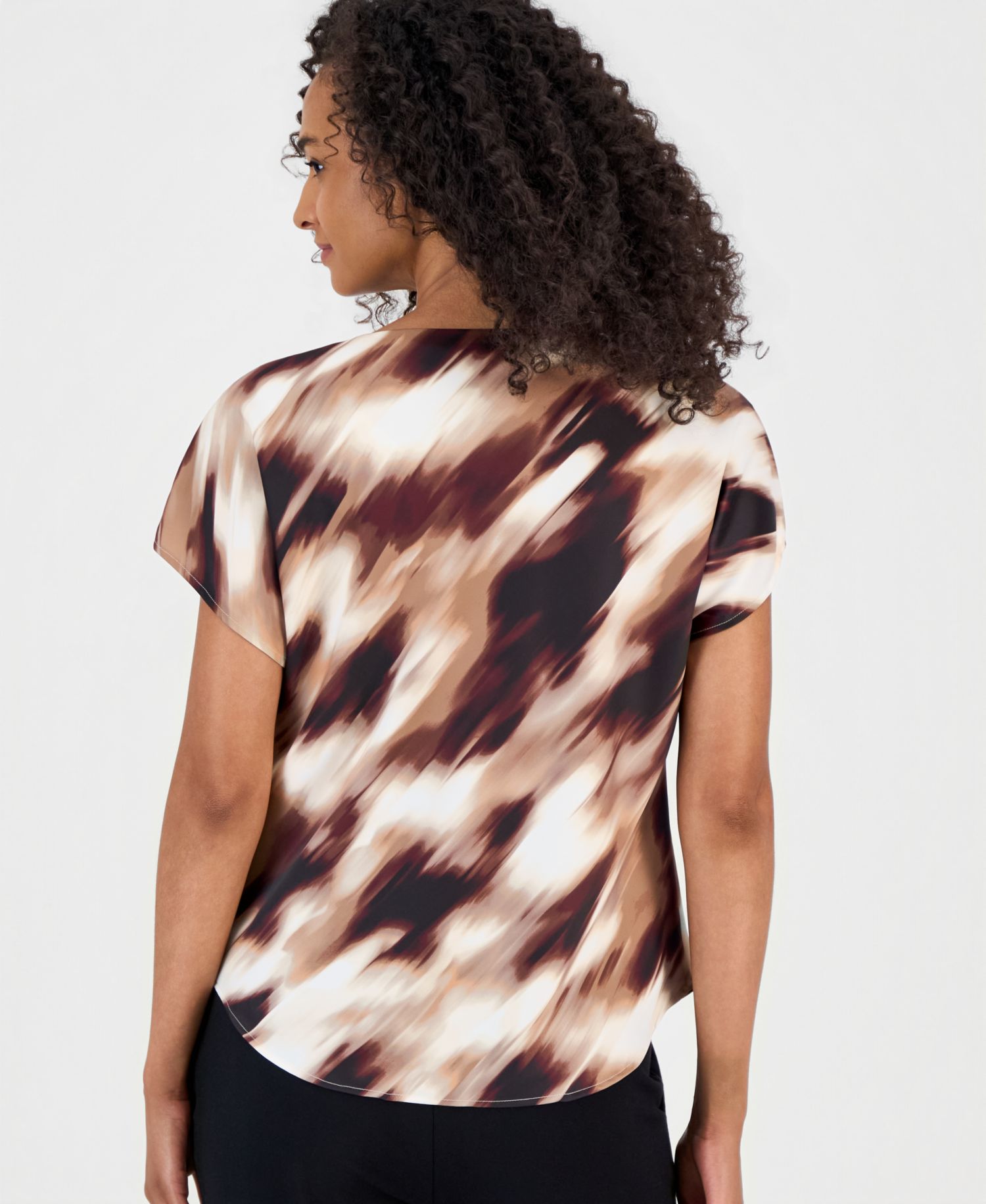 Women's Cowl Neck Short-Sleeve Blouse