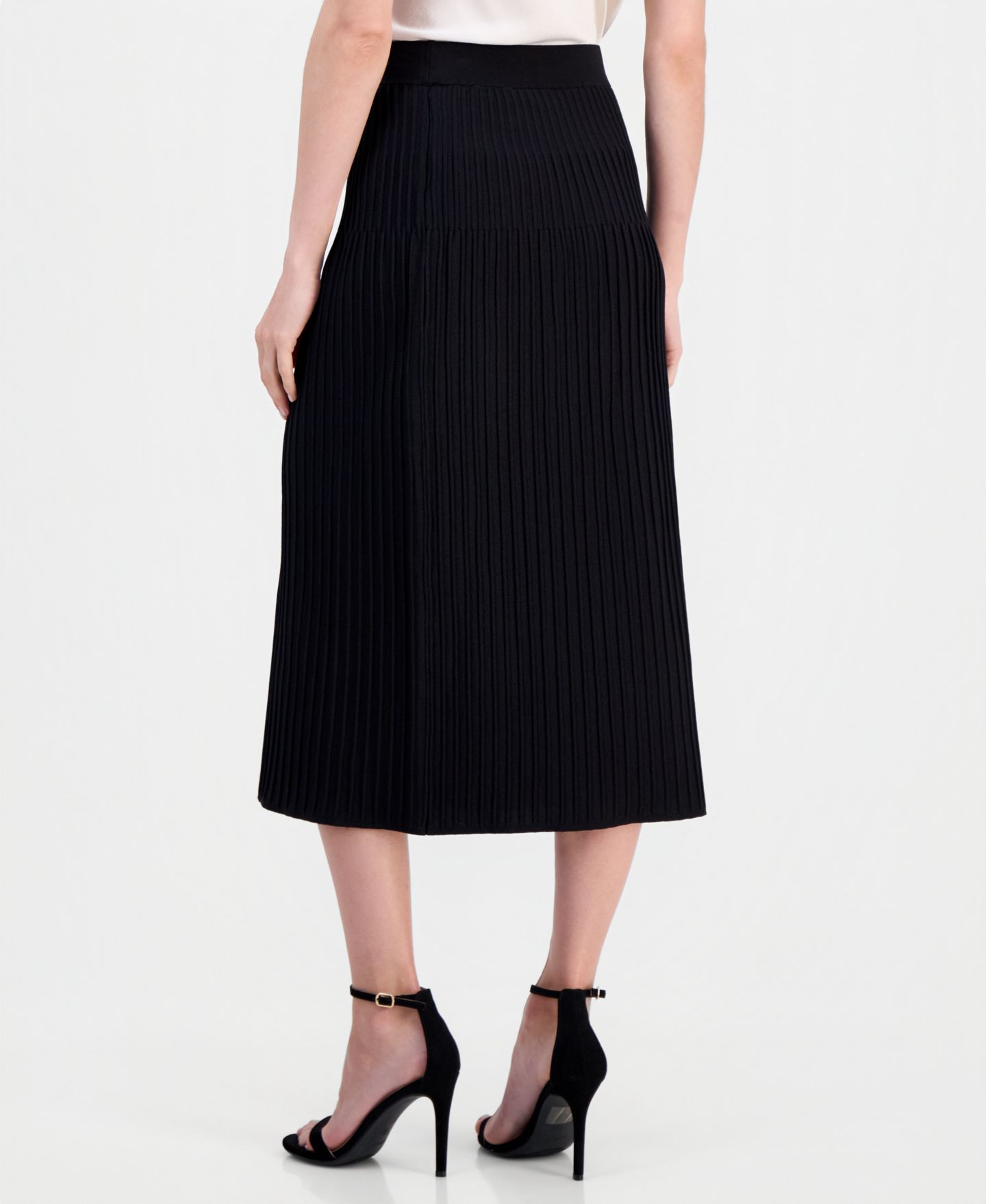 Женская юбка Anne Klein Pull-On Pleated A-Line Sweater Skirt, цвет: Чёрный — фото 4