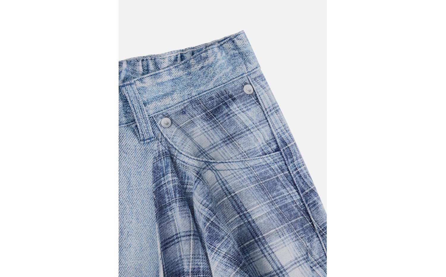 Women's Plaid Panel Chain Jorts