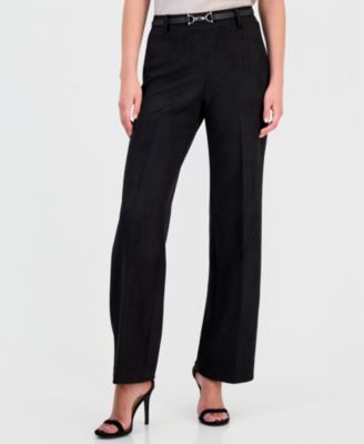 Women's Pull-On Wide-Leg Scuba Suede Pants