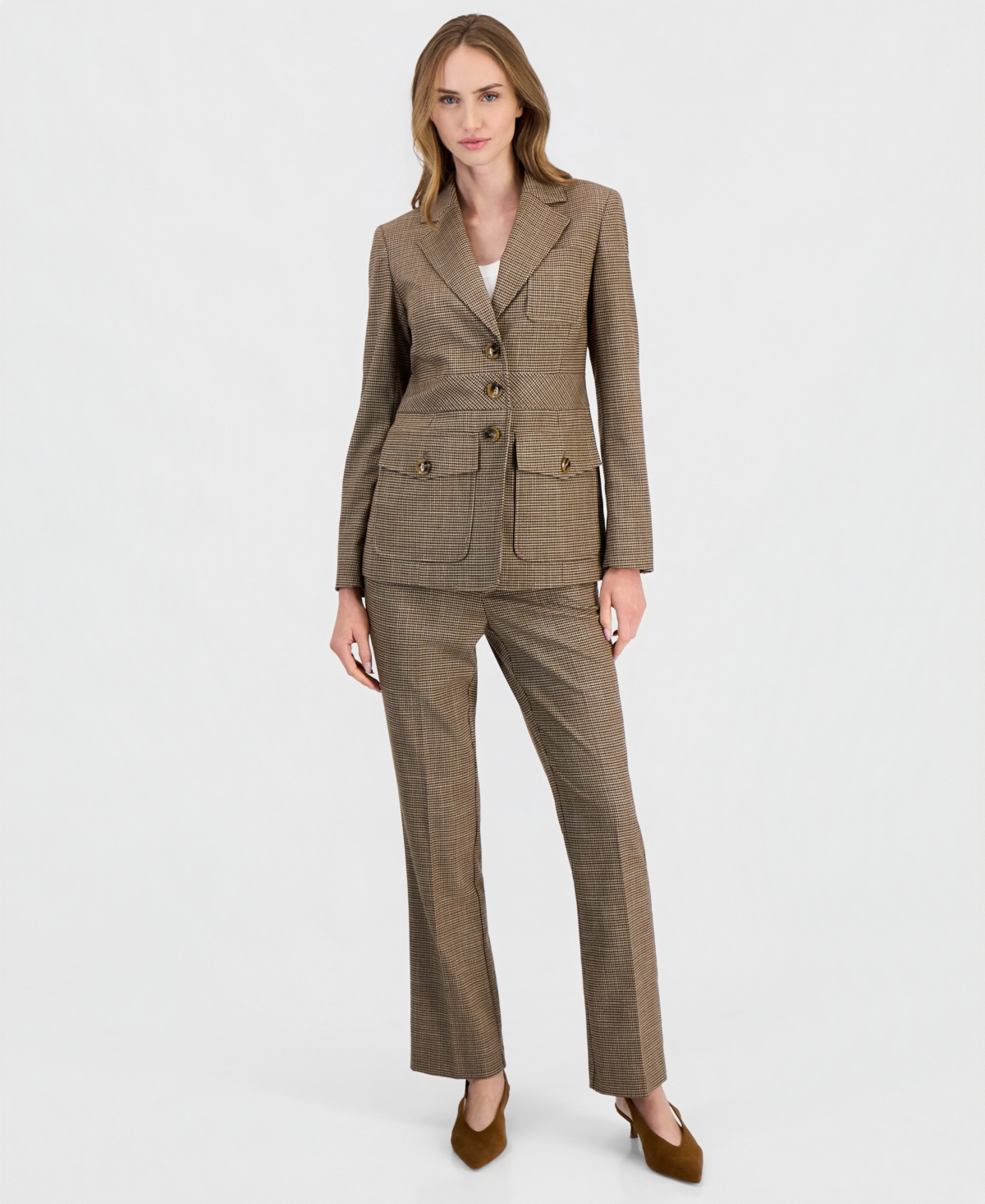 Anne Klein Women's Plaid Three-Button Blazer