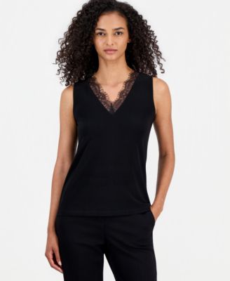 Women's Lace-Trim-V-Neck Tank Top