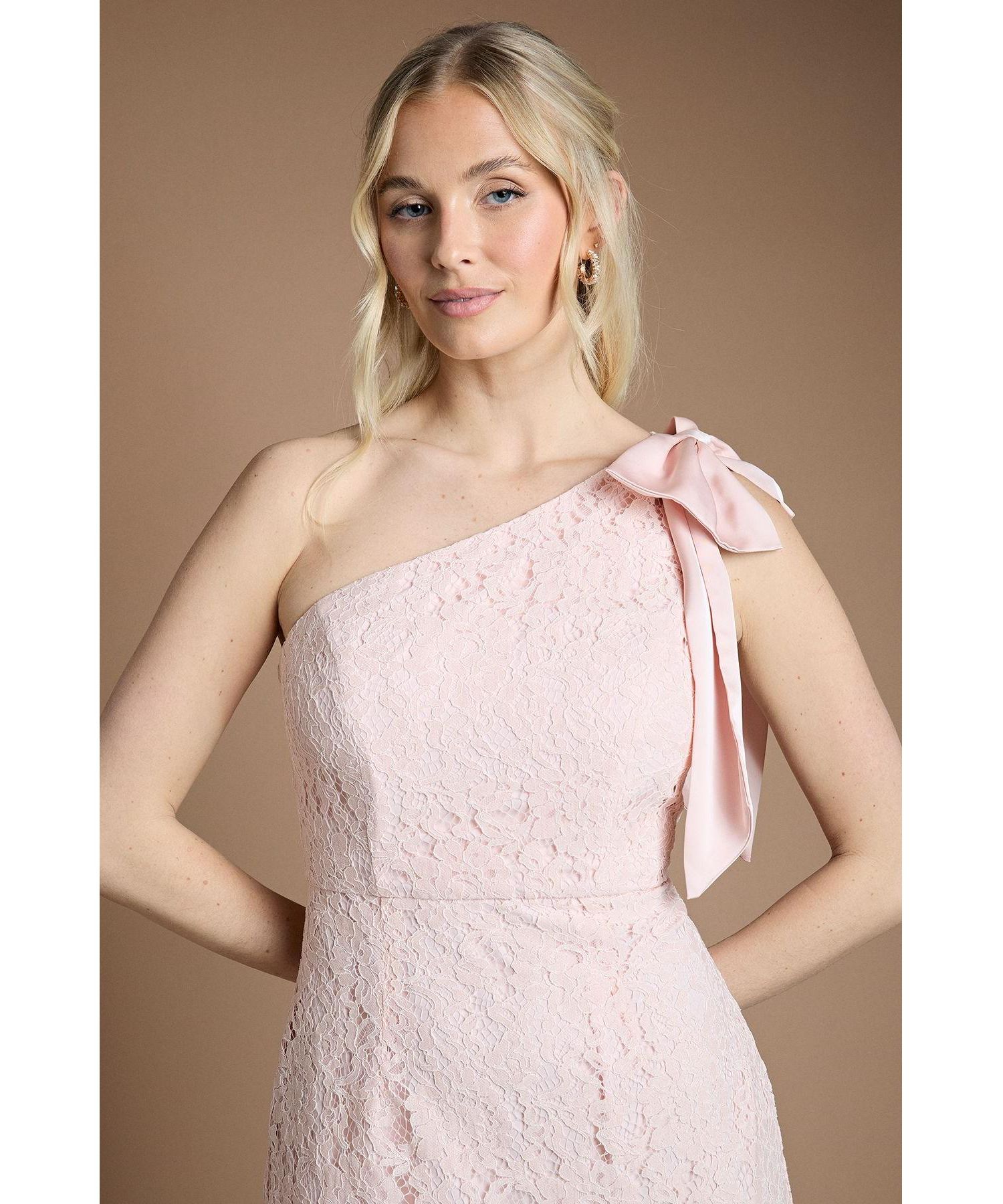 Women's One Shoulder Lace Maxi Dress