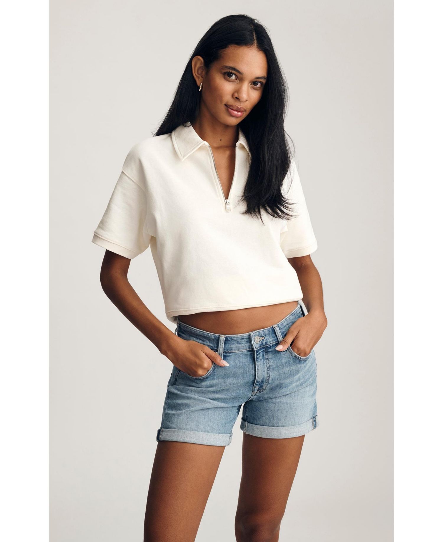 Women's Mavi's Julia Mid Rise Relaxed Short In Lt Brushed Flex Blue