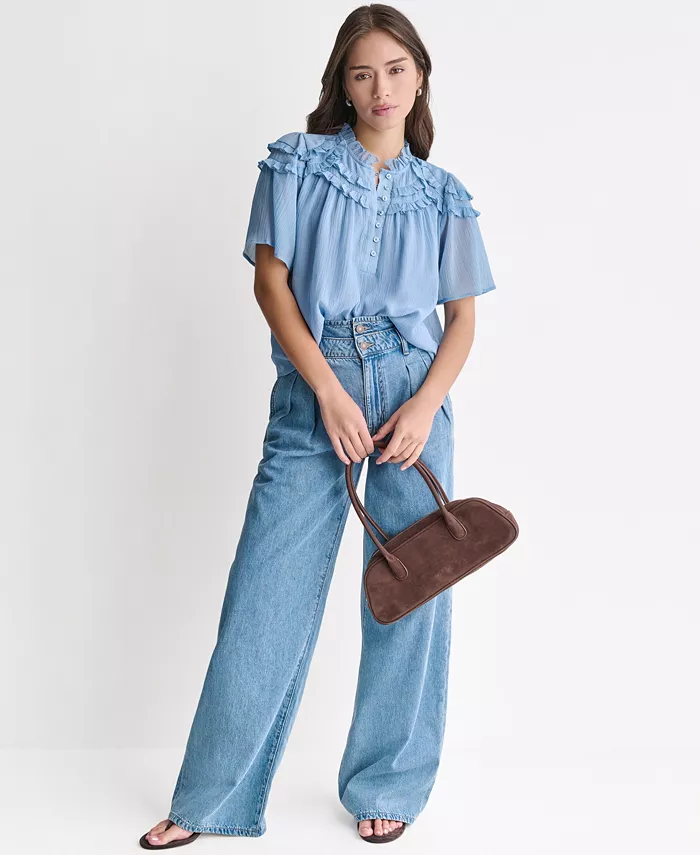 Women's Crewneck Short-Sleeve Ruffle Top - thumbnail 9