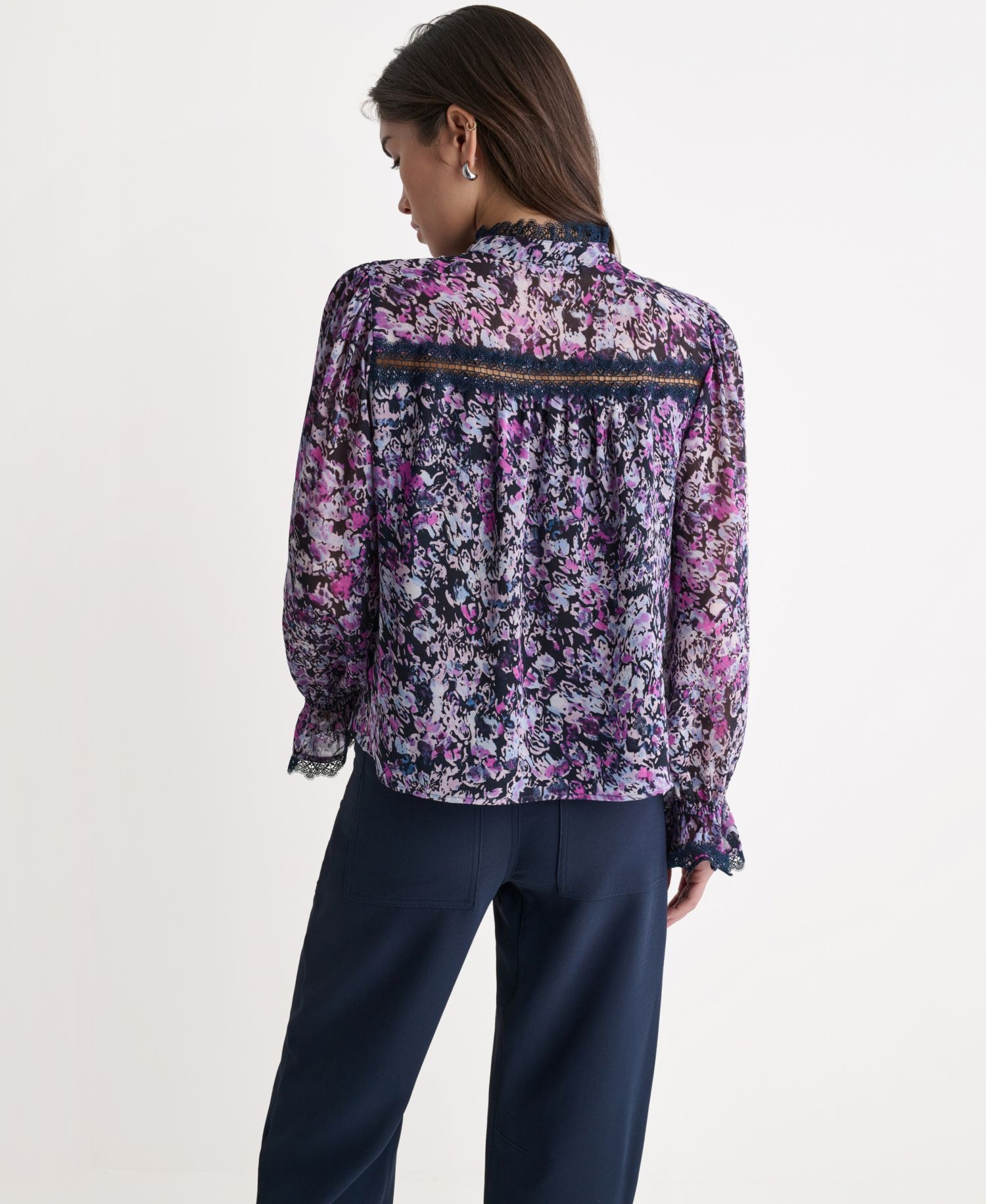 Women's Printed High-Neck Long-Sleeve Top