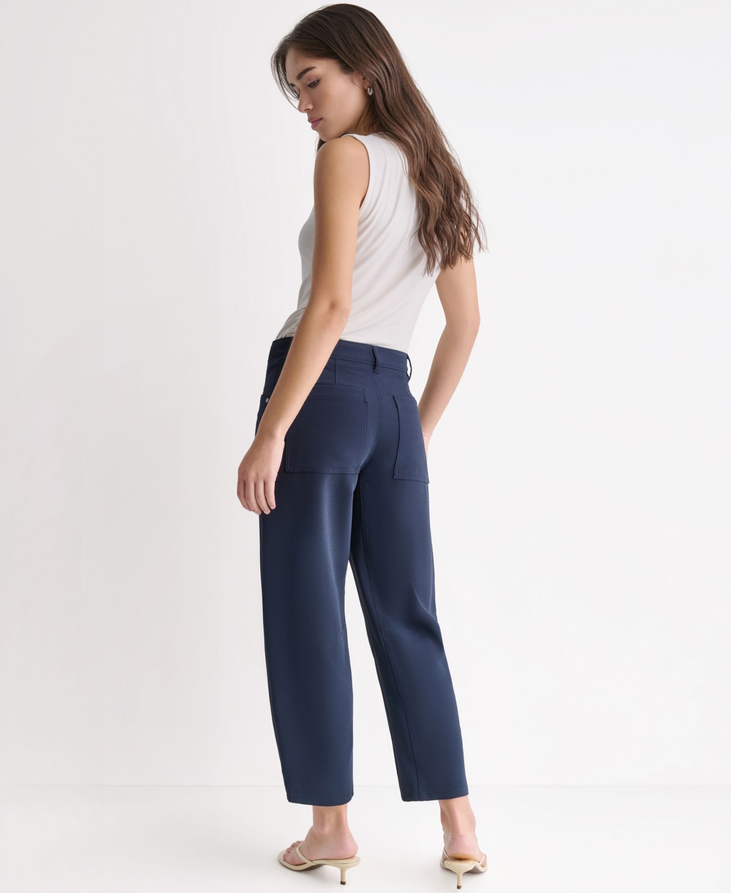 Women's Soft Barrel Leg Mid-Rise Pants