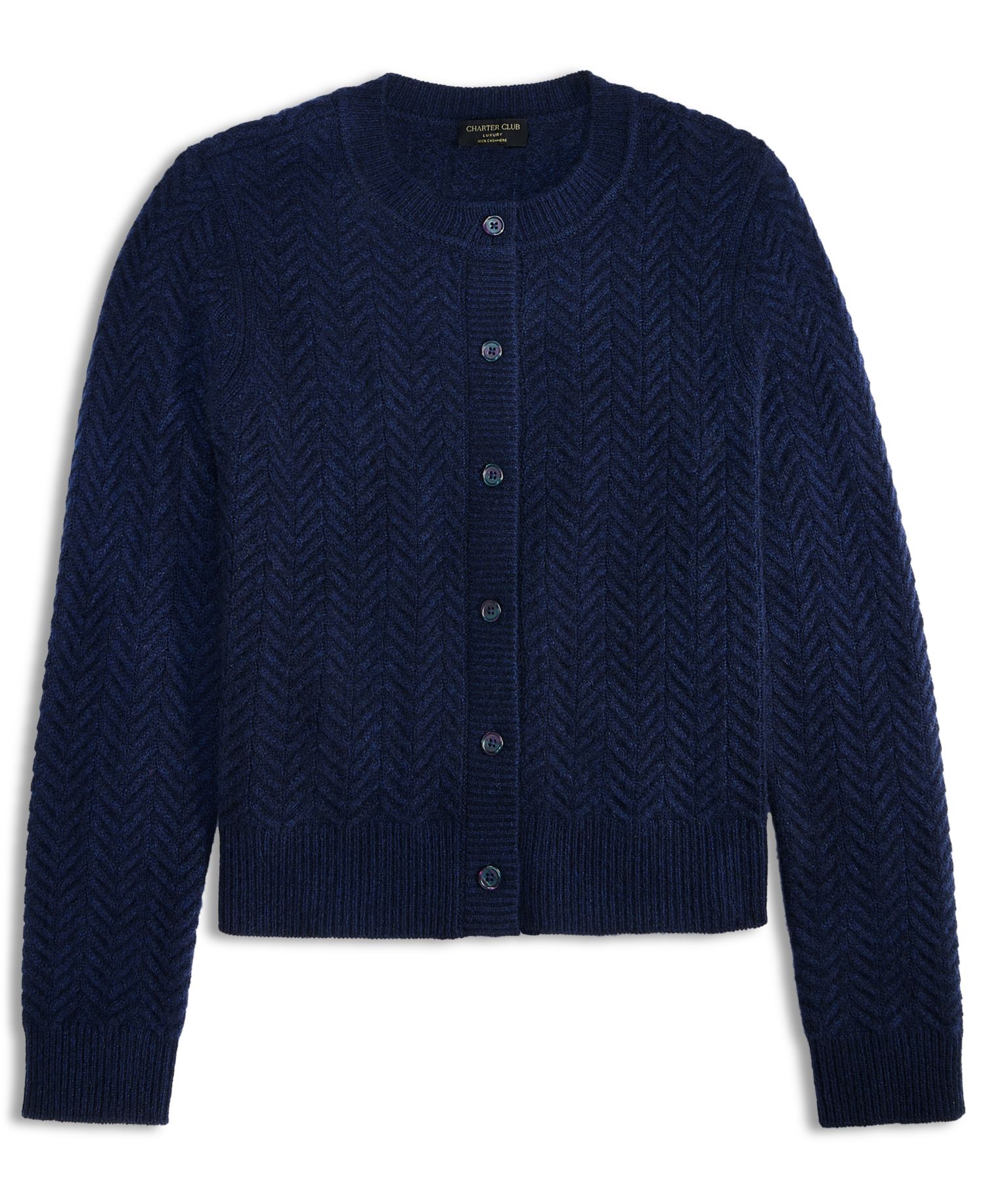 Women's 100% Cashmere Herringbone Cardigan