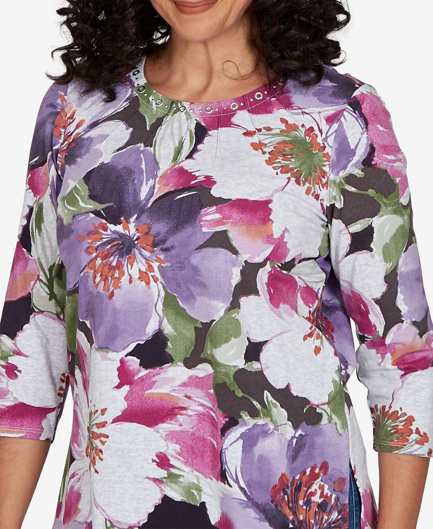 Petite Violet Blooms Knit Top
