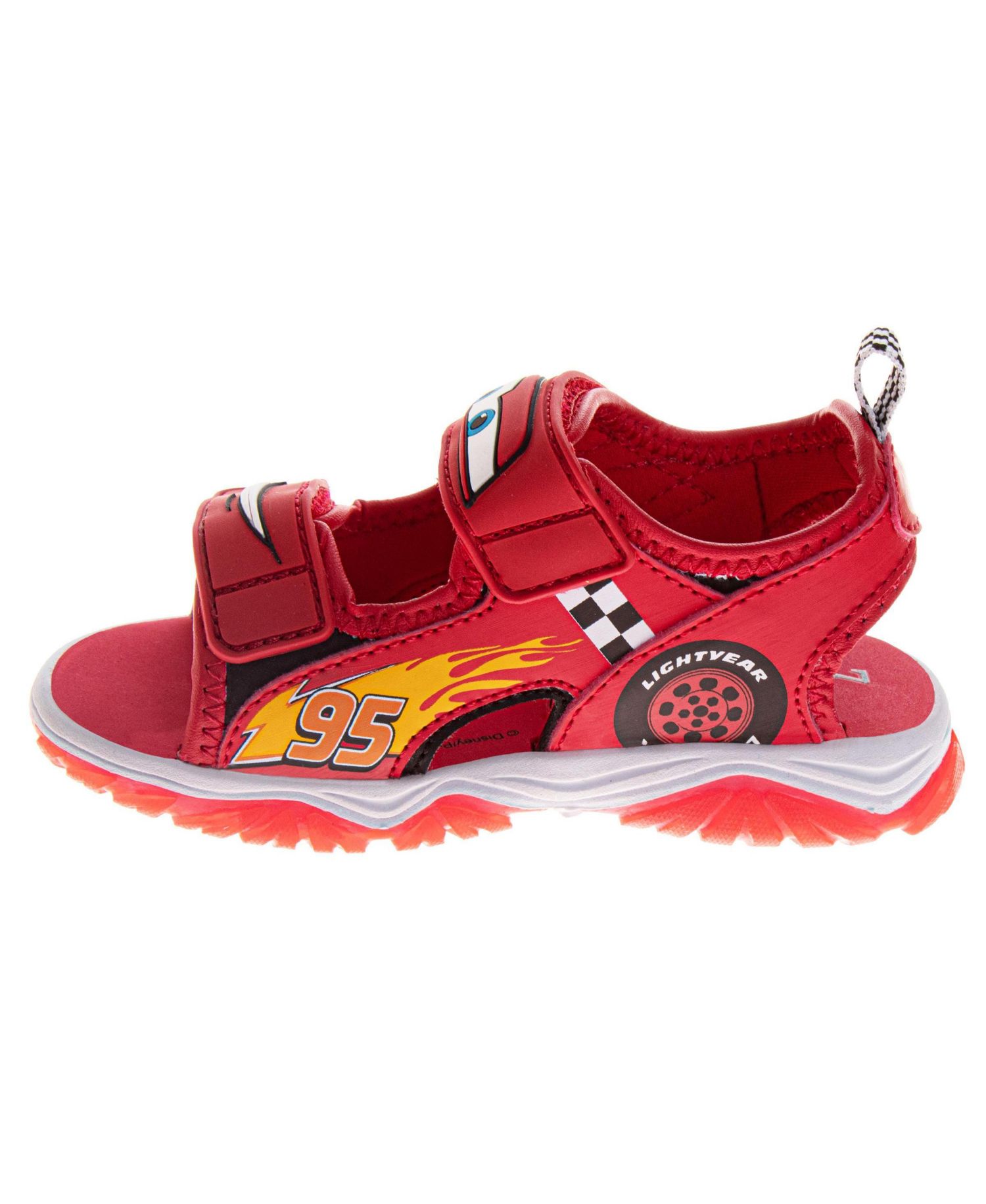 Little Boys Pixar Cars Open-Toe Light-Up Sport Sandals, Hook and Loop Outdoor Sandals Featuring Lightning McQueen (Toddler/Little Kid)
