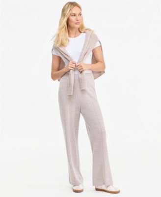 Women's 100% Cashmere High-Rise Flare-Leg Pull-On Pants, 28" Inseam