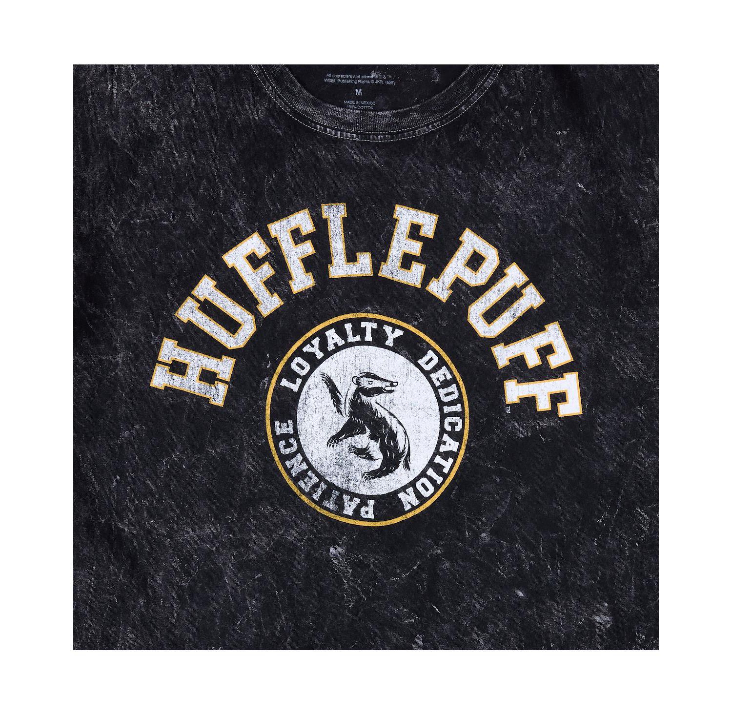 Men's Hufflepuff Varsity Black Vintage Mineral Wash Crew Neck Short Sleeve T-shirt-XXL