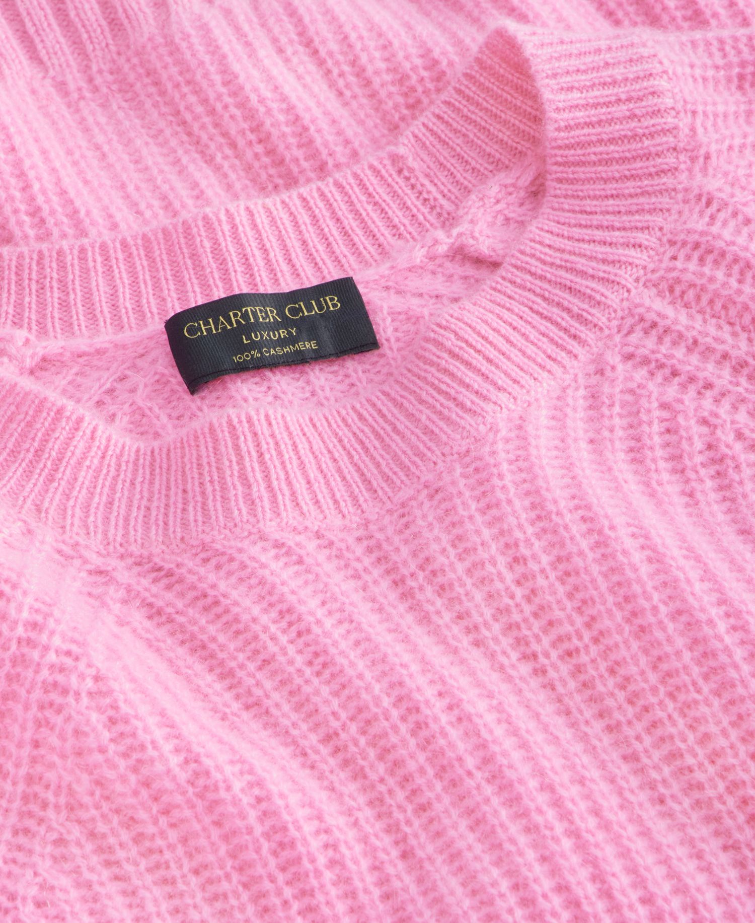 Plus Size 100% Cashmere Shaker Stitch Crewneck Sweater