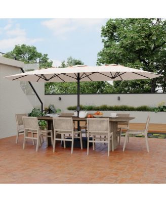 Heavy Duty Outdoor Patio Umbrella with 8 Ribs, Waterproof UV Protection, Crank and Push-Button for Deck, Pool, Garden, Backyard