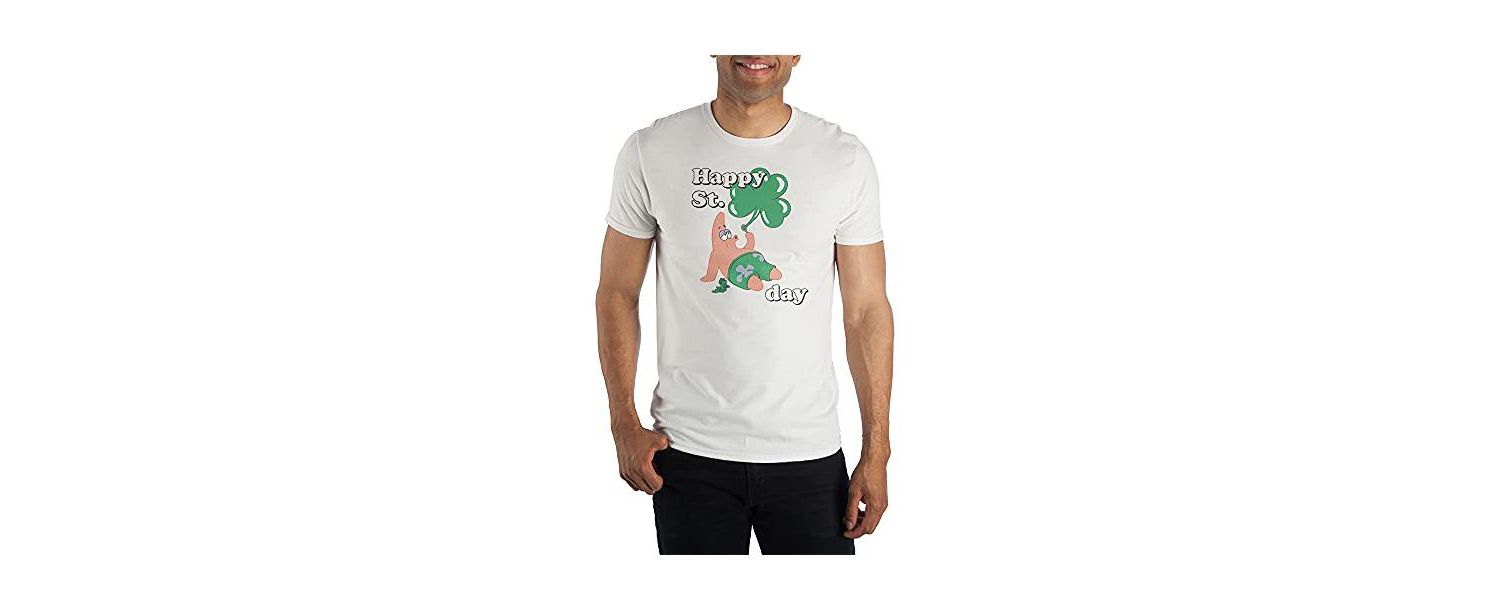 Men's St. Patricks Day Patrick Star White Graphic Tee - L