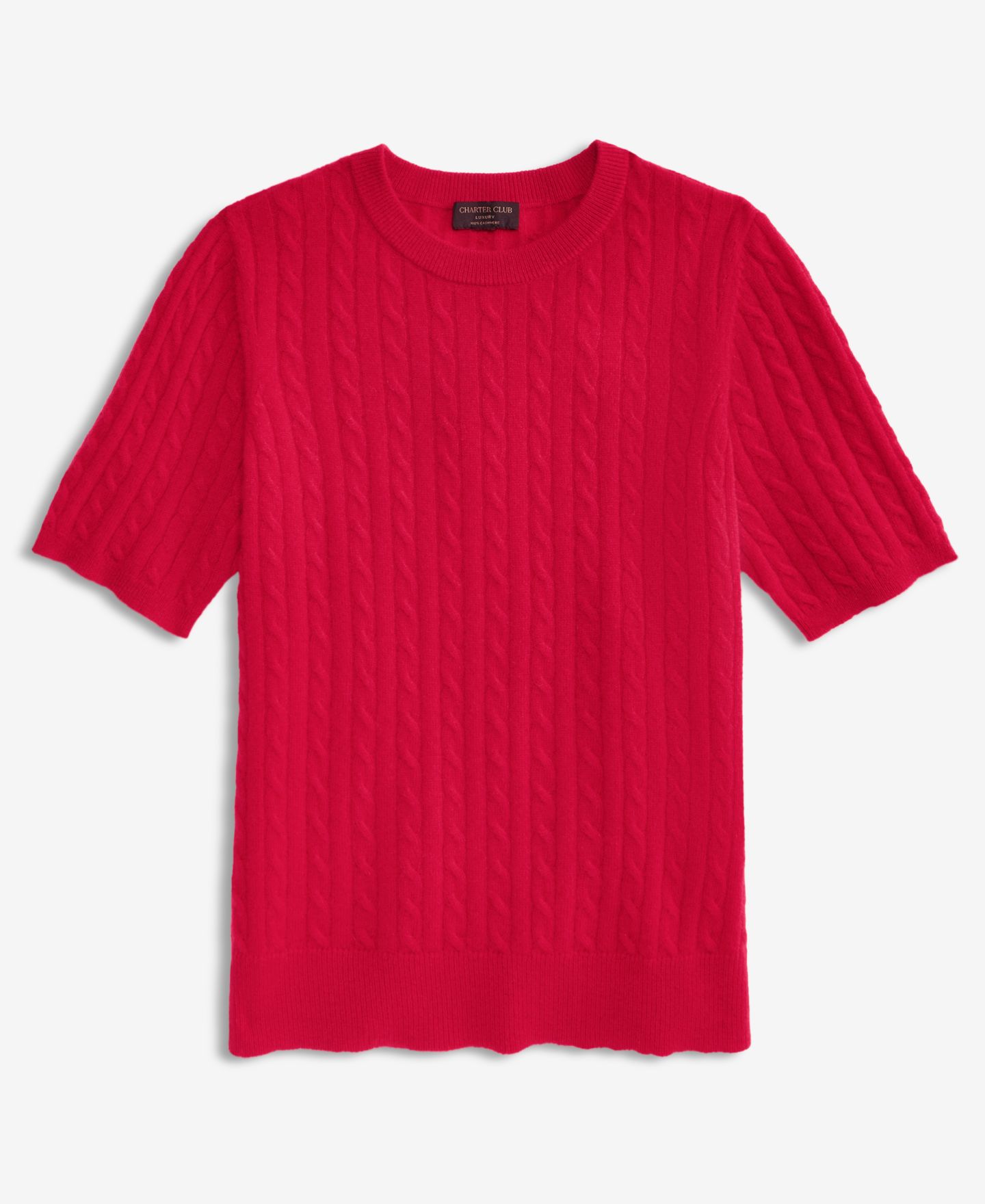 Женский свитер Charter Club Cable-Knit Short-Sleeve 100% Cashmere, цвет: Красный — фото 5