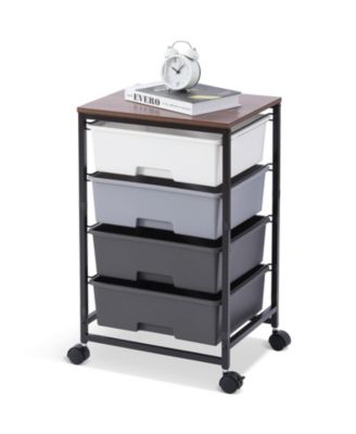 4-Tier Mobile Storage Cart with Drawers
