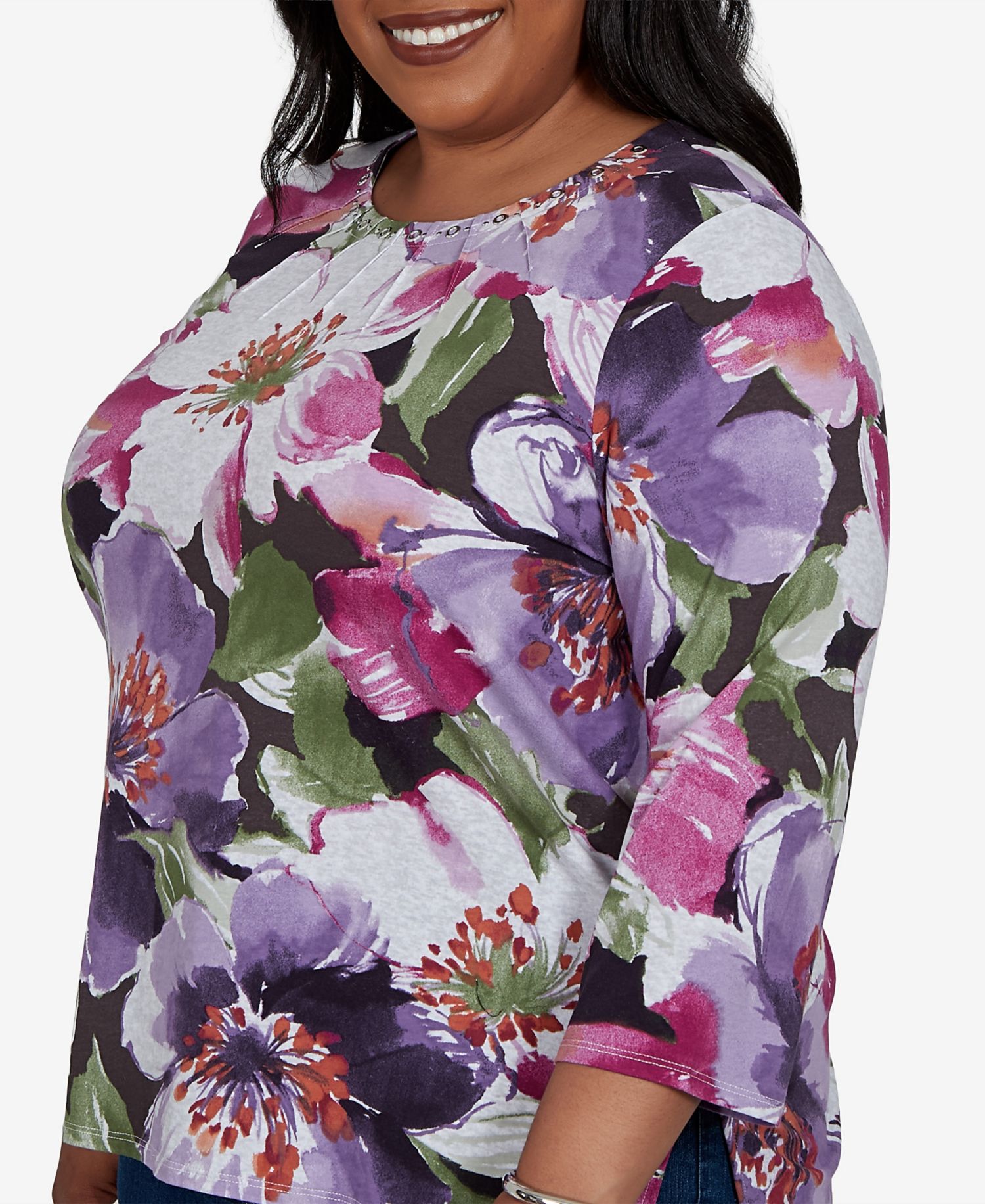 Plus Size Violet Blooms Knit Top