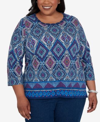Plus Size Kaleidoscope Print Knit Top