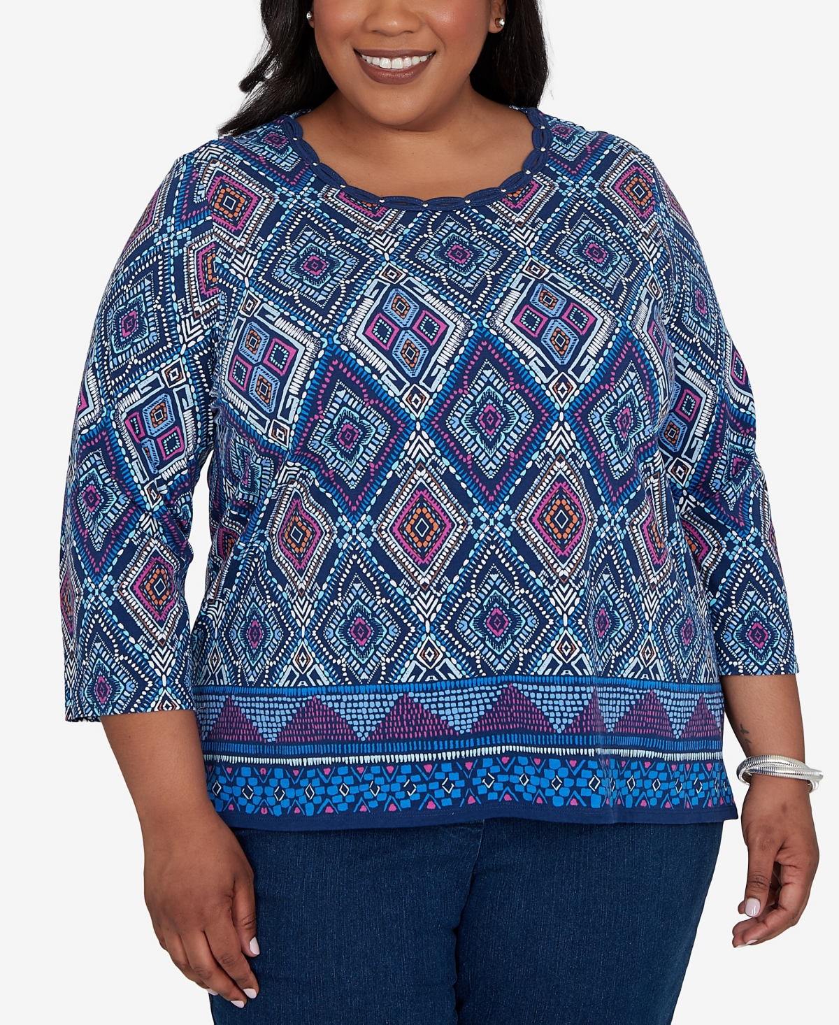 Alfred Dunner Plus Kaleidoscope Print Knit Top