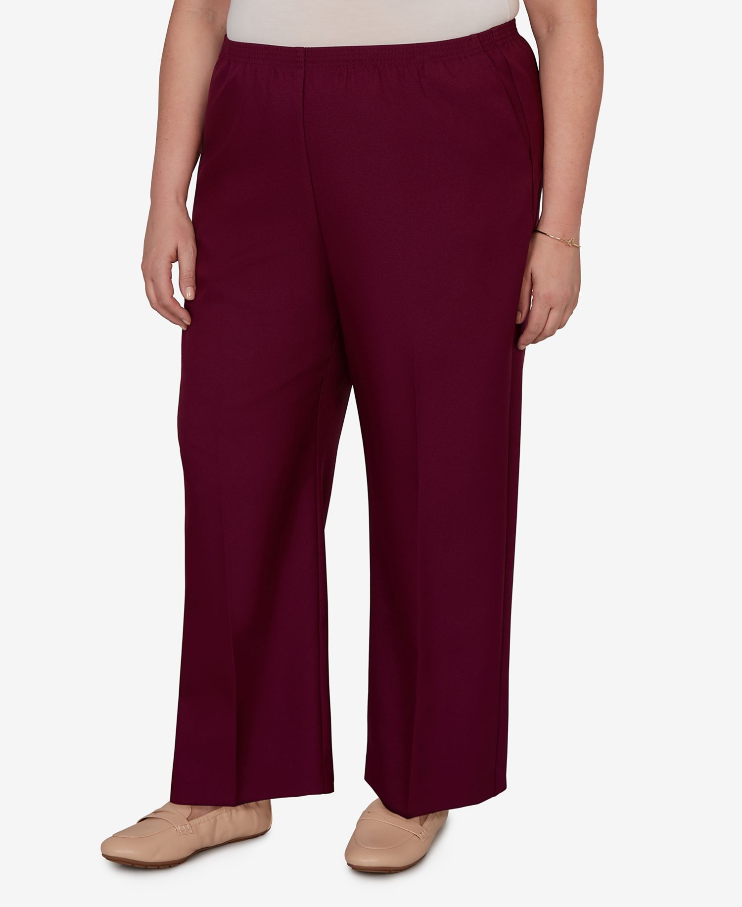 Plus Size Colored Pull-On Pants