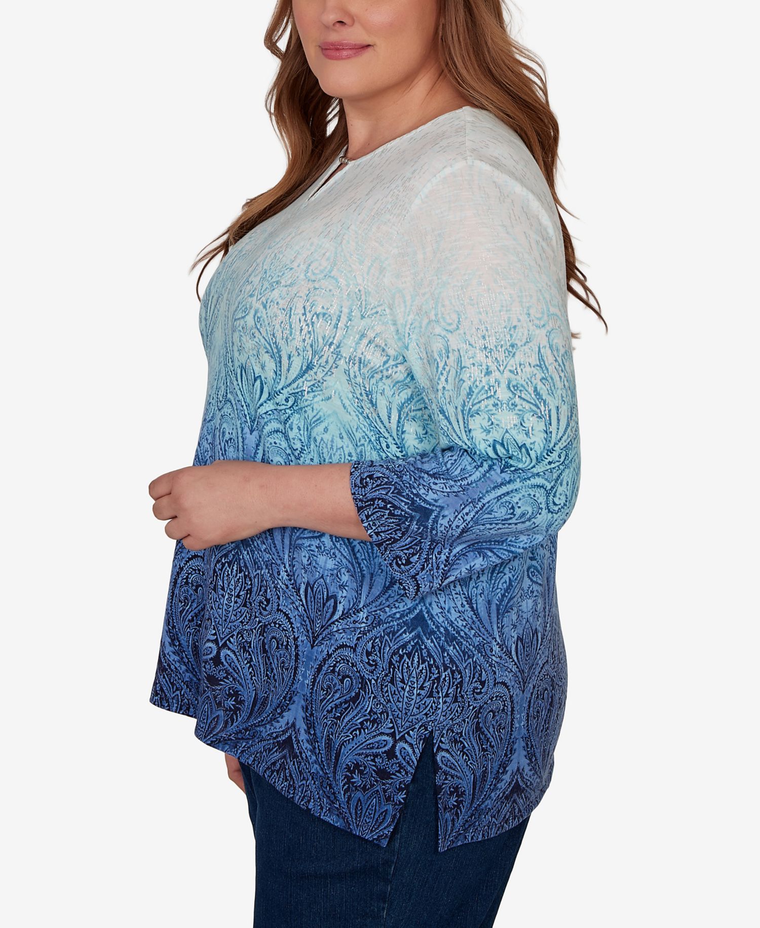 Plus Size Ombre Medallion Knit Top