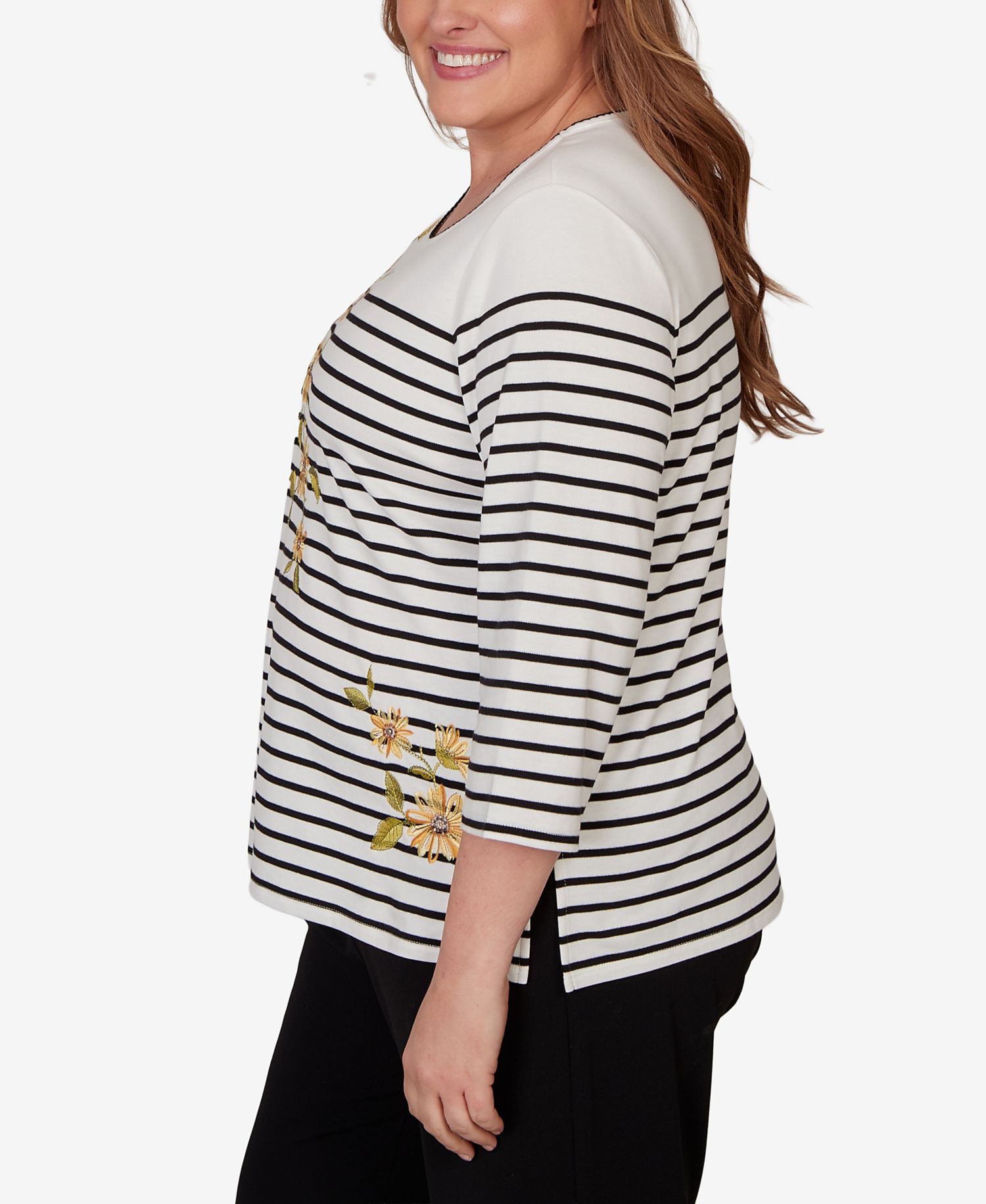 Plus Size Sunflower Stripe Knit Top