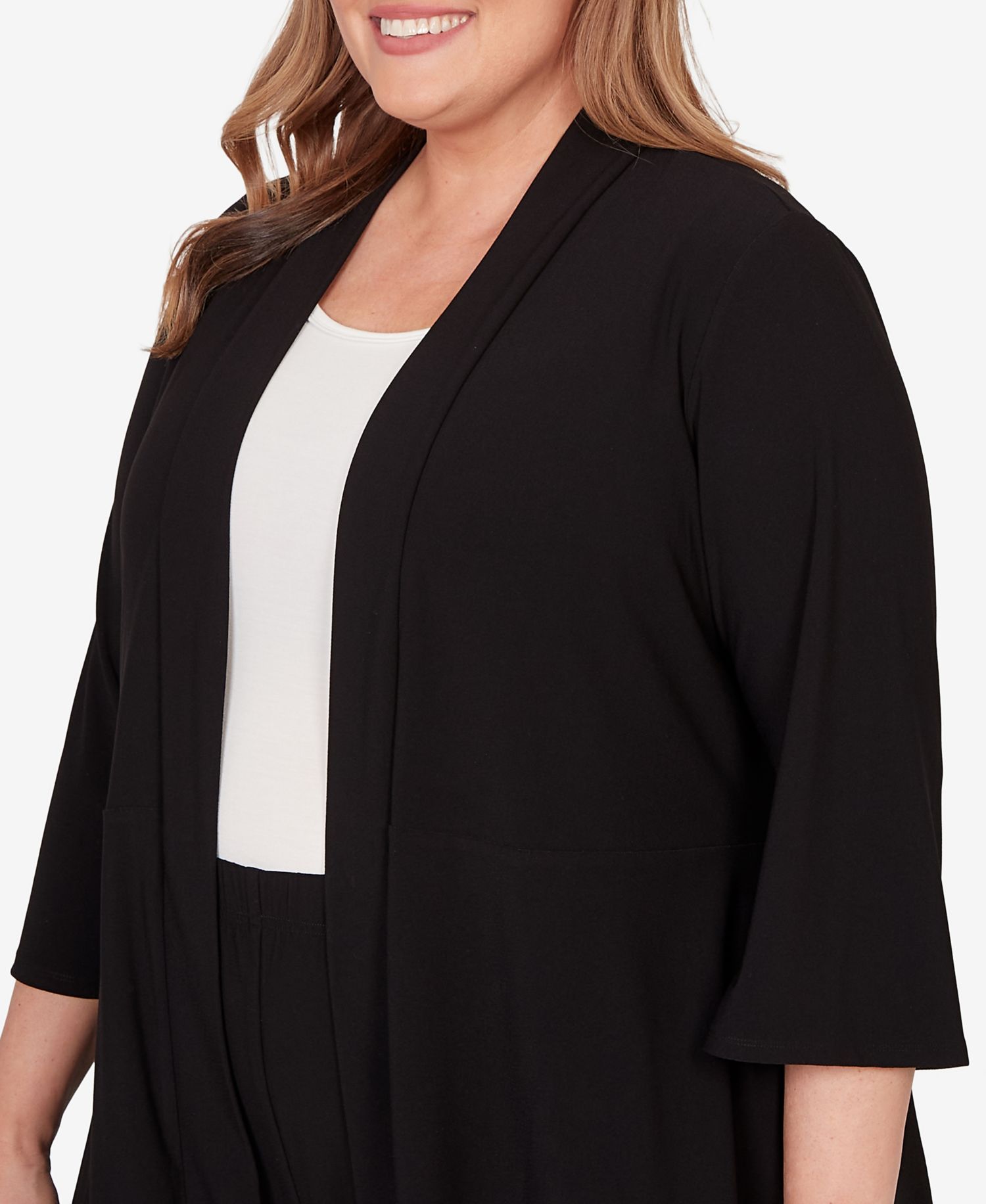 Plus Size Light Open Crepe Cardigan Top