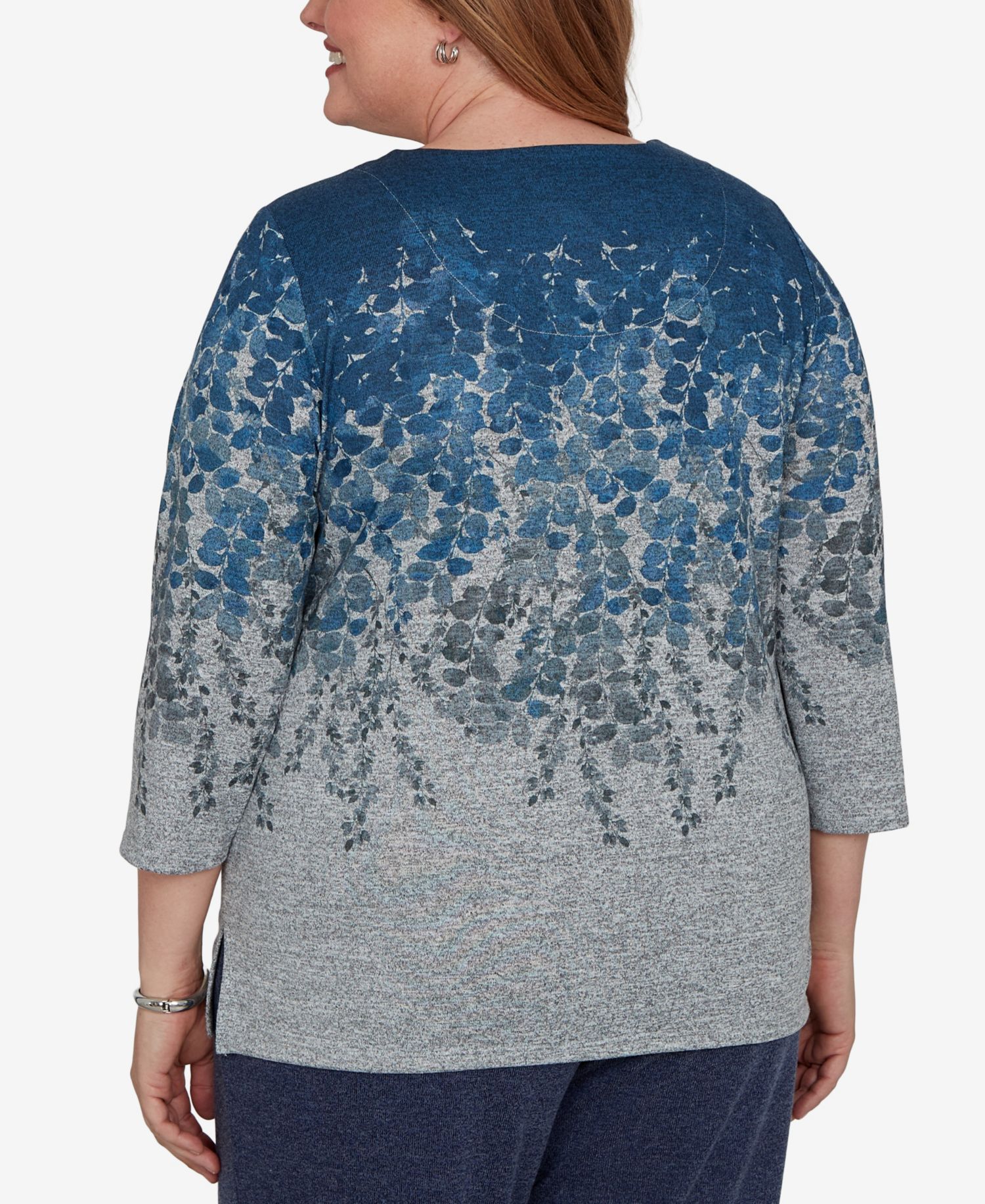 Plus Size Falling Leaves Pocket Knit Top