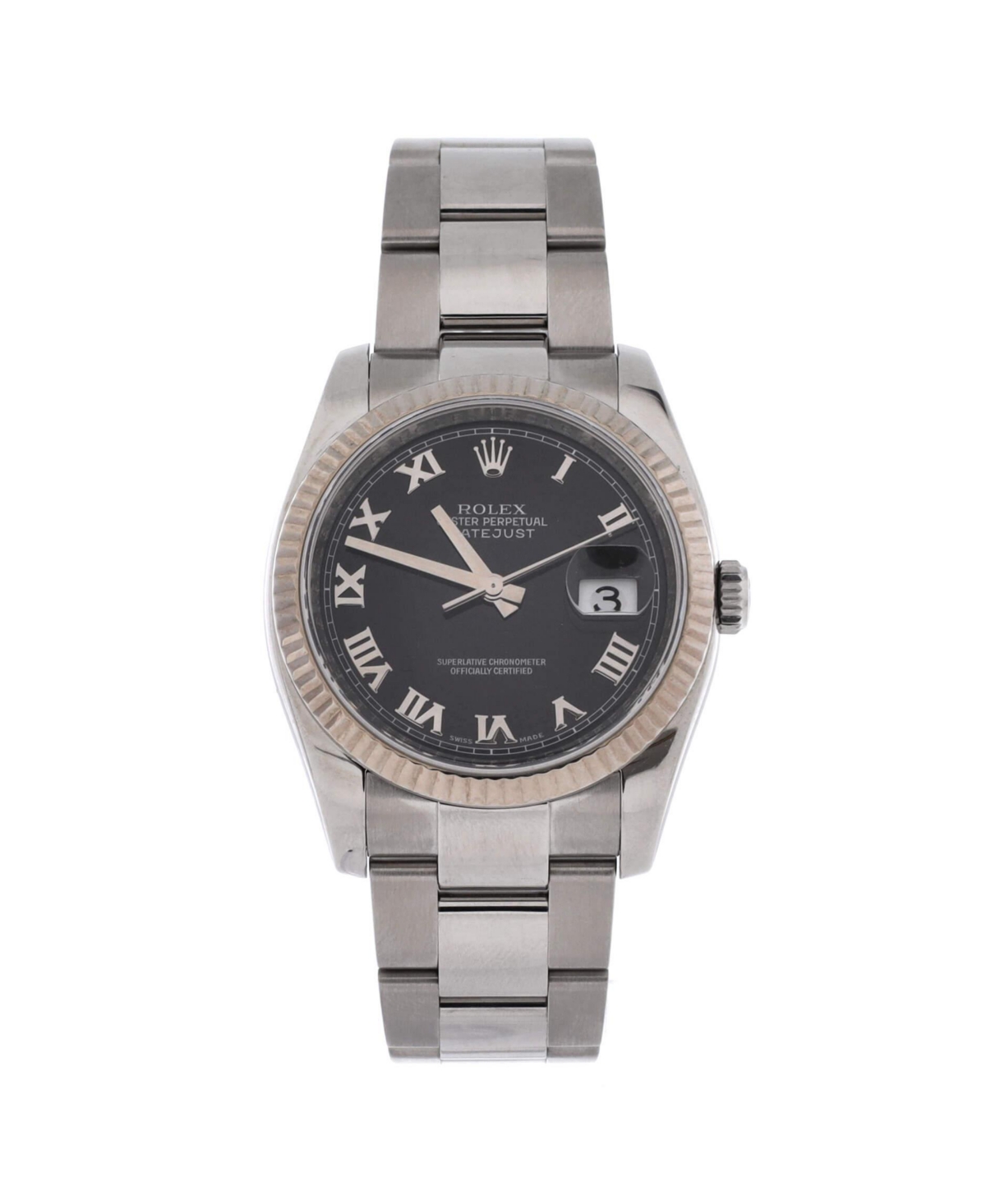 PreOwned Rolex Oyster Perpetual Datejust Automatic Watch in Stainless Steel and White Gold 36mm  Dial color black