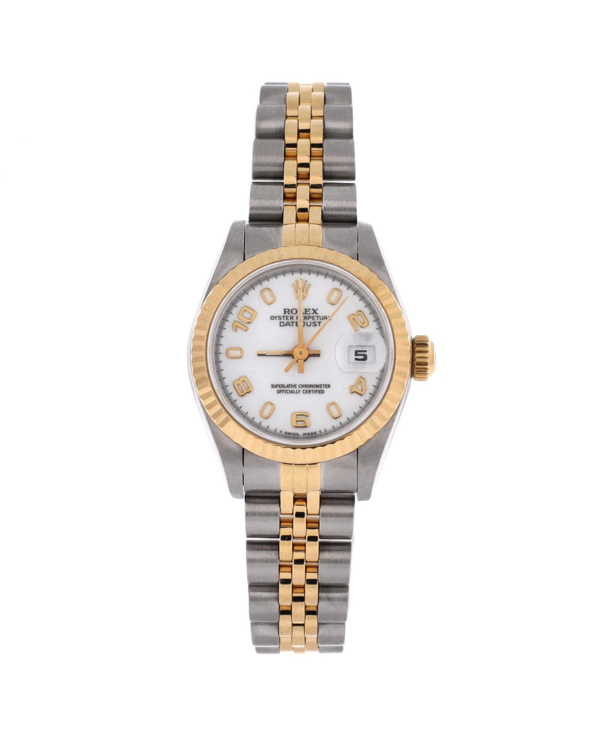 PreOwned Rolex Oyster Perpetual Datejust Automatic Watch in Stainless Steel and Gold 26mm  Dial color white
