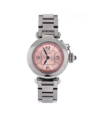 Miss Pasha Pink Dial Quartz Watch in Stainless Steel 27mm