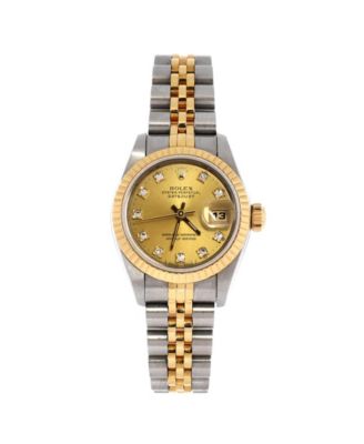 Oyster Perpetual Datejust Automatic Watch in Stainless Steel and Gold with Diamond Markers 26mm
