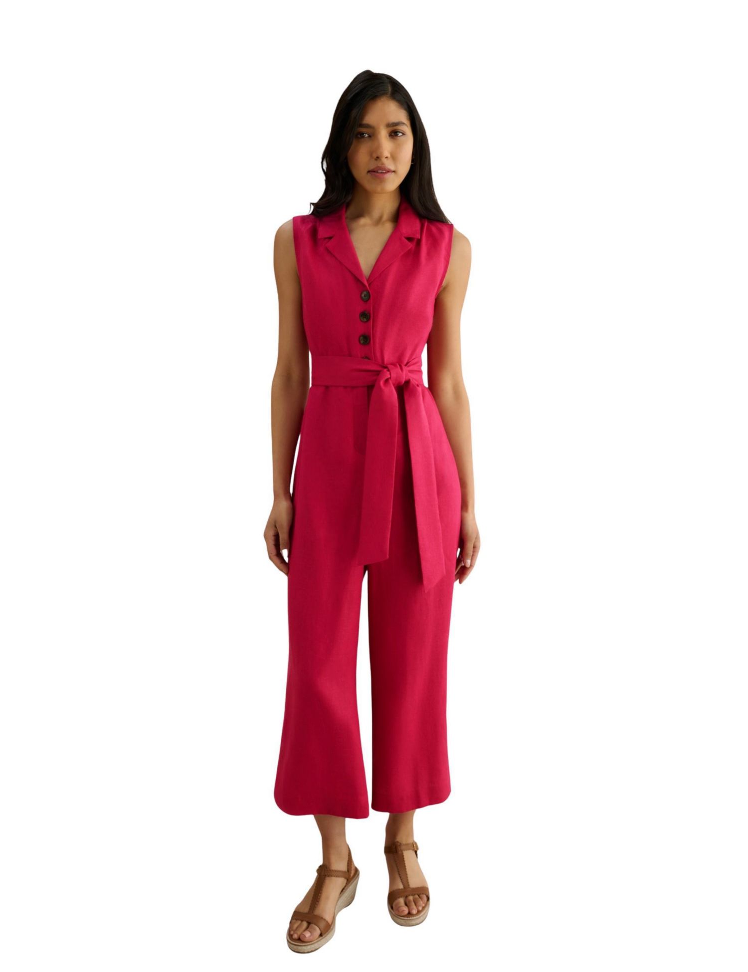 Women's Destiny Collared Linen Jumpsuit