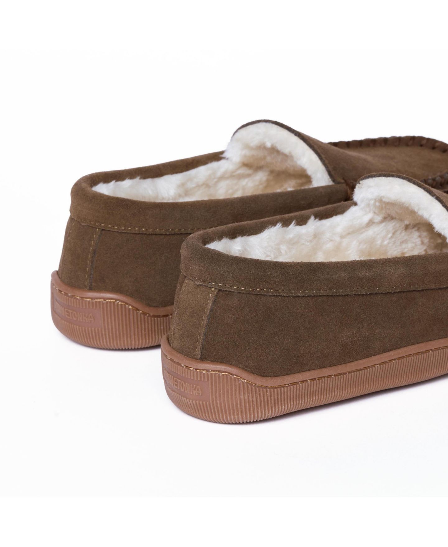 Мужские тапочки Minnetonka Suede Pile Lined Hardsole Venetian Slippers, цвет: Коричневый, вариант 1 — фото 5