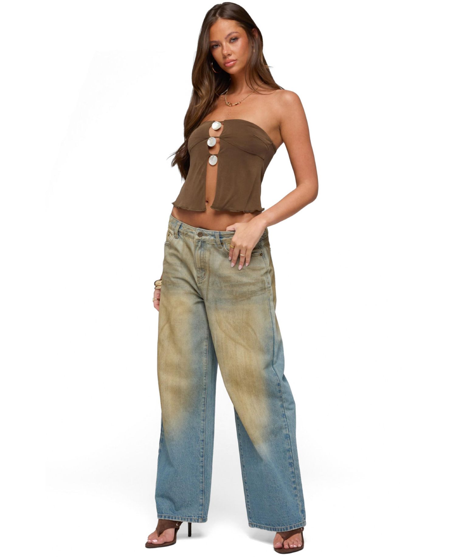 Women's Lee Iridescent Strapless Cutout Top