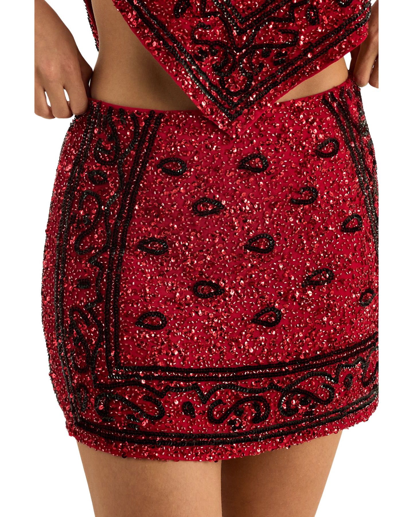 Женская юбка Nasty Gal Hand Embellished Mini, цвет: Красный — фото 4