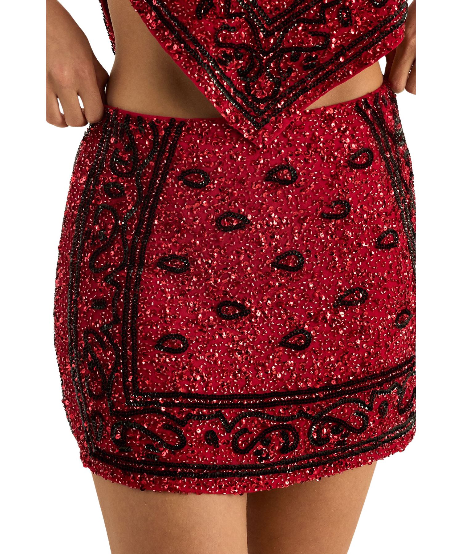 Women's Hand Embellished Mini Skirt