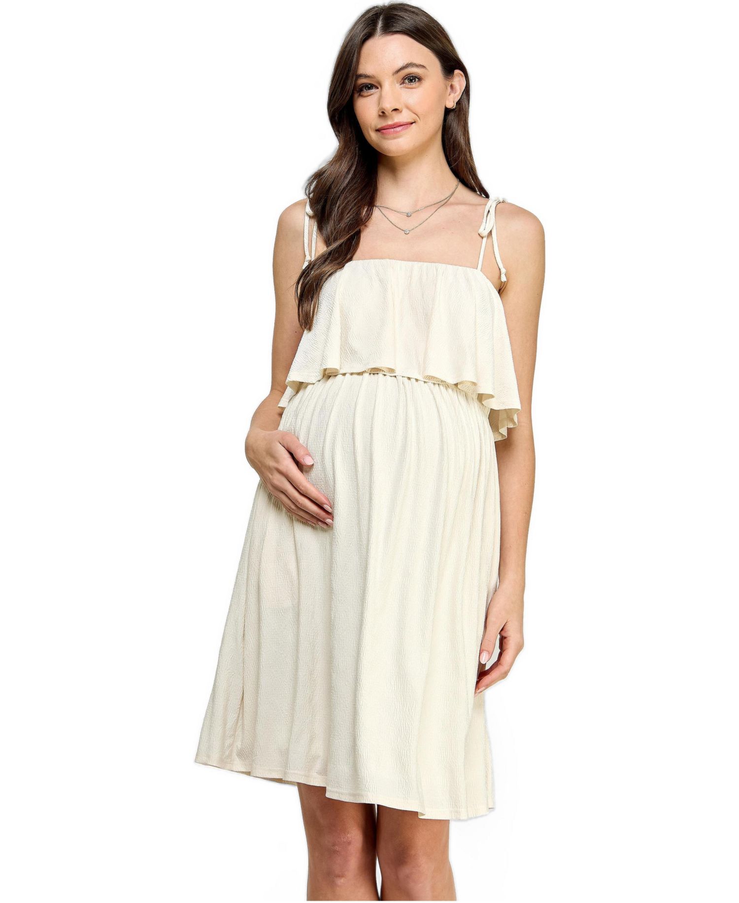 Women's Sleeveless Tie Shoulder Overlay Dress with Pockets