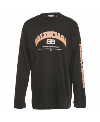 Men's Logo Print Distressed Cotton Oversized T-Shirt