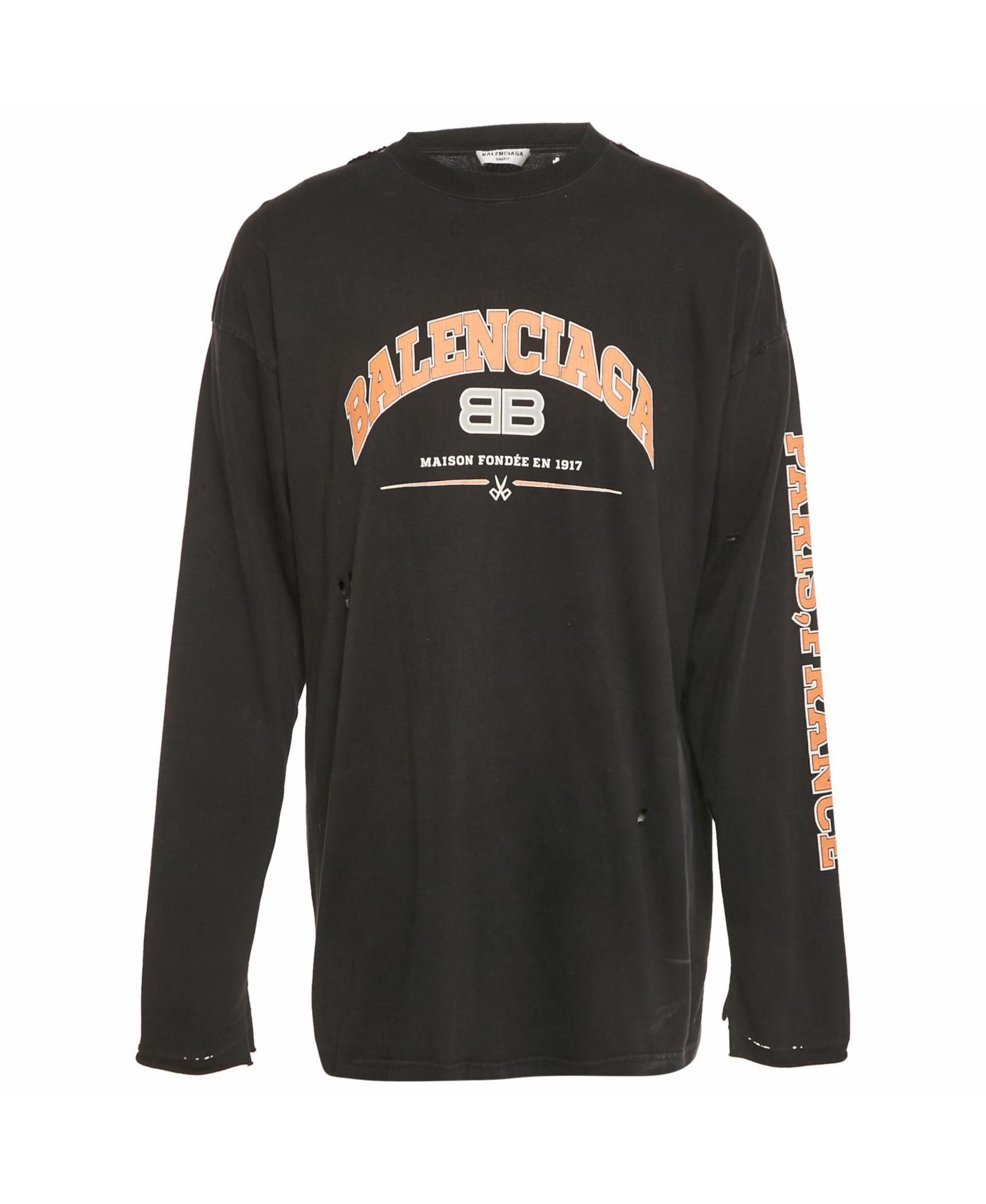 Men's Logo Print Distressed Cotton Oversized T-Shirt