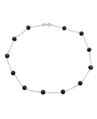 Freshwater Cultured Pearl Station Necklace Sterling Silver