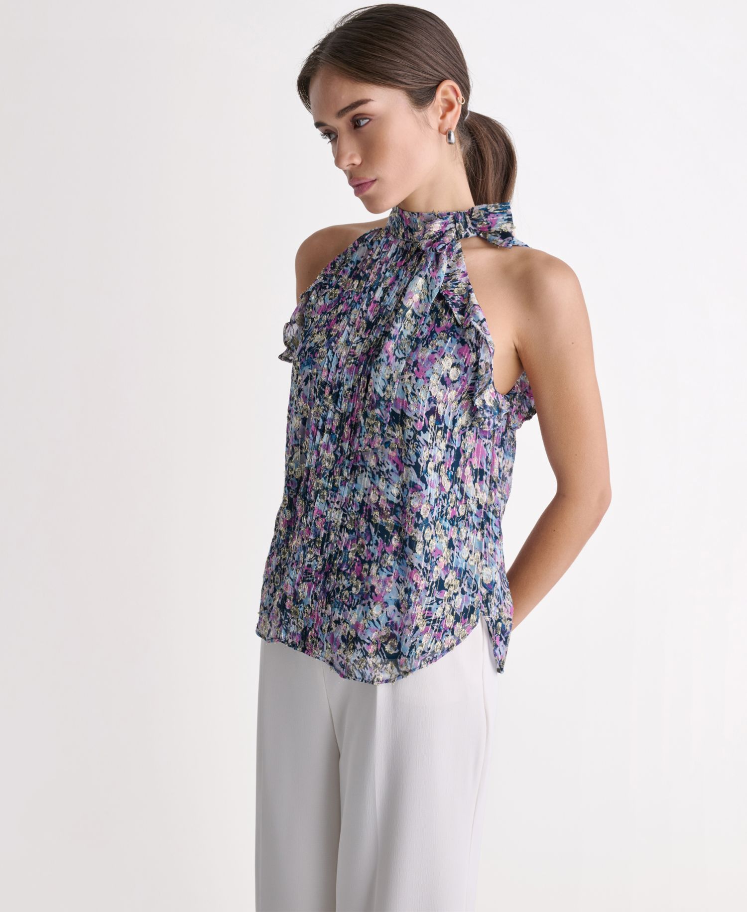 Women's Printed Sleeveless Halter Top