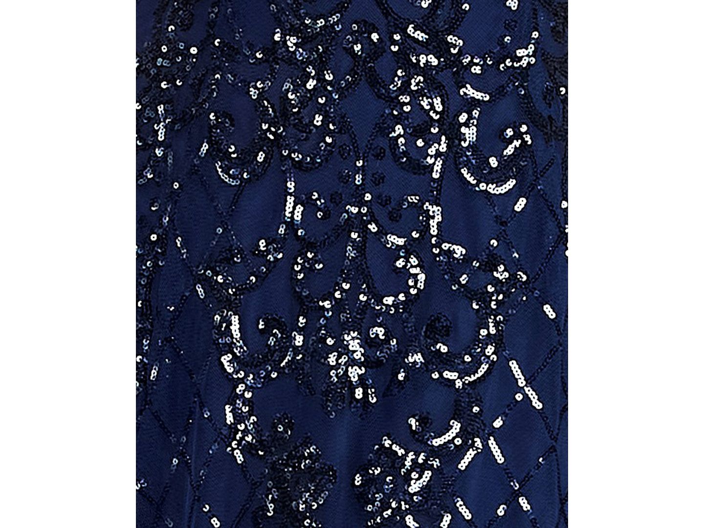 Женское платье B Darlin Juniors' Sweetheart Neck Chiffon Back Tie Pattern Sequin, цвет: Тёмно-синий — фото 5