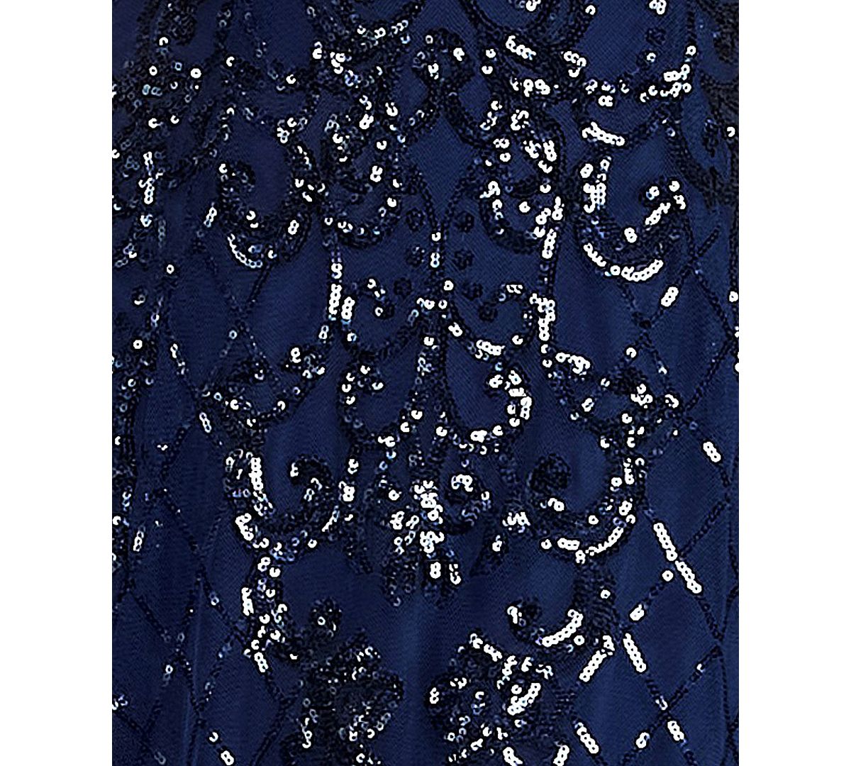 B Darlin Juniors' Sweetheart Neck Chiffon Back Tie Pattern Sequin Dress view 5 — MAYCSS fashion products