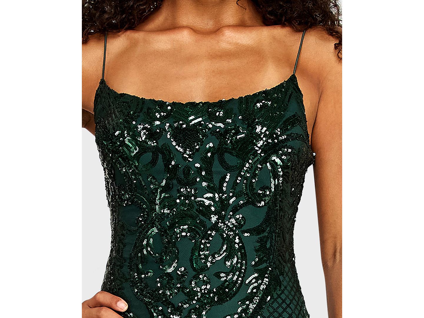 Женское платье B Darlin Juniors' Pattern Sequin Spaghetti Strap Scoop Neck Mini, цвет: Тёмно-зелёный — фото 3