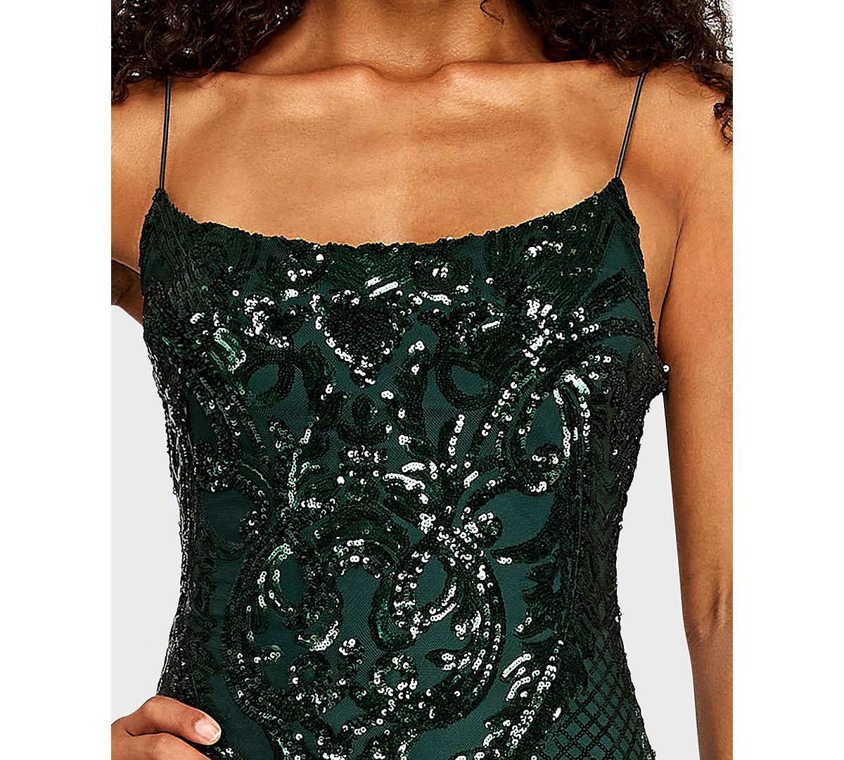 B Darlin Juniors' Pattern Sequin Spaghetti Straps Mini Dress view 3 — MAYCSS fashion products