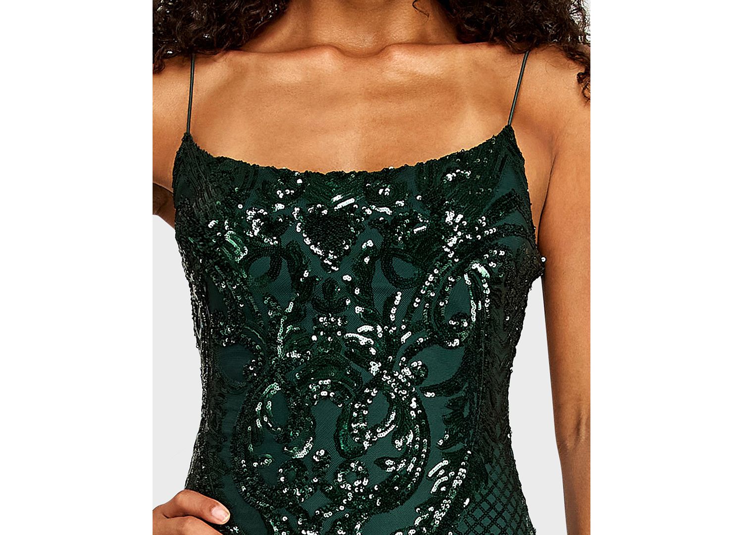 Juniors' Pattern Sequin Spaghetti Strap Scoop Neck Mini Dress